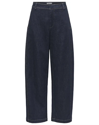 Only - ONLClair MW Barrel Jeans - Dark Blue Denim
